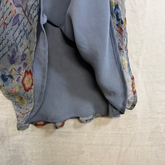 Y2K Chadwicks 6 Silk Blue Skirt Floral Cottage Romantic Fairy Coquette Ballet - Picture 7 of 11